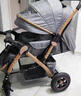 華嬰嬰兒童推車(chē)高景觀(guān)雙向推可坐躺避震折疊傘車(chē)寶寶0-3歲手推車(chē)便攜 灰色后輪橡膠輪+涼席+蚊帳+棉墊+腳套 曬單實(shí)拍圖