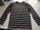 嘉曄嘉曄條紋長(cháng)袖t恤男生秋季秋衣潮流韓版ins港風(fēng)體恤修身打底衫內搭 1件裝 黑條紋 L 165 曬單實(shí)拍圖