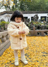 G.DUCKKIDS女童毛毛外套兒童衣服長(cháng)款仿羊羔毛連帽呢子大衣女孩中小童寶寶 米白色 100碼【建議3-4歲】 曬單實(shí)拍圖