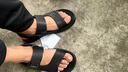 夢特嬌（MONTAGUT）涼鞋男夏季2024新款防臭男士真皮沙灘鞋男外穿開車休閑涼拖鞋子男 黑灰-頭層牛皮（皮鞋碼） 41 曬單實拍圖