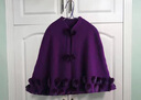 恒源祥羊毛小斗篷披肩女式秋冬季新款韓版百搭時(shí)尚外套針織旗袍外搭披風(fēng) 紫色 曬單實(shí)拍圖