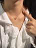 中國黃金18K金項鏈女蝴蝶結K金吊墜套鏈女生高端生日禮物送女友老婆 蝴蝶結K金項鏈+粉色戀人禮盒 曬單實拍圖