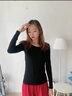 莫代爾80支女士秋衣薄款上衣單件緊身內穿打底衫超薄保暖衣線(xiàn)衣女秋冬季 黑色-圓領(lǐng)無(wú)痕單上衣 XL/170 曬單實(shí)拍圖