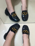 蹀愫2024春新款拼色復(fù)古金屬方頭通勤氣質(zhì)英倫樂福鞋女單鞋TA54102-11 黑色牛皮革 36 230mm 曬單實(shí)拍圖