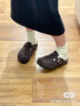 Devo Life的沃软木鞋情侣时尚四季休闲牛皮 包头鞋女士拖鞋外穿3624 深棕反绒牛皮 38 实拍图