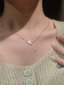 Grace Girl18K金鑲真鉆項鏈女小白狗套鏈犬形百搭鎖骨鏈送女友生日禮物 18K金鉆石小狗項鏈 曬單實(shí)拍圖