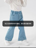 Classic Teddy精典泰迪女童牛仔褲兒童褲子中大童喇叭褲百搭長(cháng)褲 牛仔藍 140  曬單實(shí)拍圖