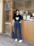 Calvin KleinJeans四季款女ck經(jīng)典美式潮流復古微彈高腰寬松版牛仔褲J225380 1BJ-牛仔藍 25 曬單實(shí)拍圖