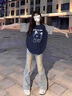 純棉重磅美式復(fù)古短袖t恤女夏季2025新款寬松小個(gè)子插肩撞色上衣 花灰拼藏青色【純棉重磅】 M（80-100斤） 曬單實(shí)拍圖