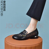 奢馳路易（SECHILOUIS）網(wǎng)紗透氣樂(lè)福鞋女2024夏季新款時(shí)尚氣質(zhì)低跟軟皮單鞋女軟底豆豆鞋 黑色(跟高2.5厘米) 34 220mm 曬單實(shí)拍圖