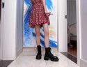 花丫花丫馬丁靴女加絨冬季女靴粗跟厚底加厚保暖女鞋靴子女馬丁靴時(shí)裝靴女 黑色加絨【37碼】 曬單實(shí)拍圖