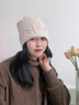 儂依拉 帽子女秋冬季包頭帽韓版潮套頭帽堆堆帽休閑針織頭巾帽睡帽產(chǎn)后月子帽 米色 曬單實(shí)拍圖