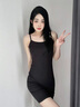 嫻柔吊帶連衣裙女夏季新款修身甜辣性感外穿打底包臀裙女裝內搭裙子 黑色 2XL 曬單實(shí)拍圖