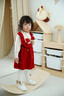 班喜迪女童連衣裙冬裝洋氣針織裙子周歲女寶寶禮服抓周拜年服兒童公主裙 紅色 100 cm 曬單實(shí)拍圖