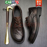 卡帝樂鱷魚（CARTELO）商務(wù)休閑男鞋青年圓頭皮鞋男士頭層牛皮系帶低幫小皮鞋男 曬單實拍圖