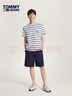 TOMMY JEANS【重磅厚實】夏男女純棉條紋針織刺繡圓領(lǐng)短袖T恤上衣18659 白綠條紋YBR L （推薦：150-165斤） 曬單實拍圖
