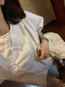 edition新中式泡泡袖襯衫女新款短袖上衣氣質(zhì)盤扣飄帶 漂白色 M 曬單實拍圖