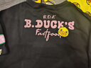 B.Duck小黃鴨夏季款原創(chuàng  )設計愛(ài)心彩繪小清新寬松短袖T恤女 黑色 XS 曬單實(shí)拍圖