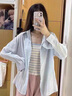 詩(shī)蒂淑多巴胺襯衫2025夏季女新款百搭休閑外套女士小清新薄款長(cháng)袖襯衣 藍色 2XL 曬單實(shí)拍圖