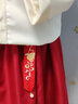 憶愛女童漢服秋冬款古裝長袖兒童馬面裙套裝加絨女孩衣服春秋裝中國風(fēng) 紅色（上衣薄絨+裙） 160 建議（150-160cm） 曬單實拍圖