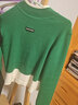 CHUU蝴蝶結針織衫女2025春季新品辣妹半高領(lǐng)假兩件撞色長(cháng)袖毛衣 森綠 均碼 曬單實(shí)拍圖