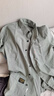 皮爾卡丹（pierre cardin）真口袋純棉免燙襯衫男士寬松版七分袖襯衣工裝作服男裝外套春秋 高質(zhì)量純棉料七分袖5008(灰綠色) 3XL 175斤-195斤 曬單實(shí)拍圖