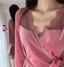 莫代爾金絲絨睡衣女秋冬款2025年新款網(wǎng)紅純欲蕾絲網(wǎng)紗冬季性感睡裙睡袍 BS-XK-D92206 豆沙色 160(M) 適合80-100斤 曬單實拍圖