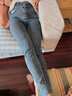 丹仔 加絨加長(cháng)牛仔褲女小腳褲高腰修身顯瘦超長(cháng)緊身高個(gè)子鉛筆褲子 藍灰加長(cháng)加絨 L 曬單實(shí)拍圖