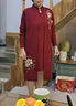恒源祥婆婆裝婚禮服秋冬媽媽旗袍毛衣連衣裙中老年婚宴兩件套長(cháng)款外套 酒紅色 4XL (建議160-180斤) 曬單實(shí)拍圖
