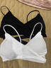 莫代爾性感內衣女裹胸交叉美背吊帶抹胸鏤空打底內搭防走光帶胸墊文胸 兩件裝：黑色+白色 M (58) 95-135斤 曬單實(shí)拍圖