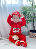 初緣鹿男寶寶一周歲禮服分體套裝嬰幼兒春秋百天宴過年拜年新年衣服女孩 麒麟2件套（春秋長袖） 80 曬單實拍圖