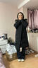 鴨鴨羽絨服女中長(cháng)款可拆卸真貉子毛領(lǐng)韓版抽繩加厚百搭冬季外套女DL 黑色 S 曬單實(shí)拍圖