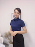 伊婭莎職業(yè)裝短袖襯衫女夏彈力襯衣氣質(zhì)面試工作服商務(wù)正裝銷售教師工裝 單件藏青色襯衫 L 建議100-110斤 曬單實(shí)拍圖
