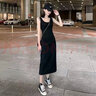 月半晴（YUEBANQING）黑色吊帶連衣裙女2025春秋新款背心裙女裝長裙內(nèi)搭開叉顯瘦小黑裙 黑色[開叉款] XL _116-130 曬單實拍圖