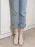 迪芙斯女靴冬季新款短靴女网红瘦瘦靴方头粗跟英伦女靴子DF34116704 米白色（主推款短靴） 38 实拍图