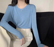 JEZE白色打底衫女春秋小香風(fēng)內(nèi)搭2024新款長袖圓領(lǐng)上衣秋冬毛衣針織衫 杏色【z】 M 【90-105斤】 曬單實(shí)拍圖
