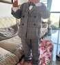 蘿卜唄唄（LUOBOBEIBEI）男童小西裝英倫西服兒童主持拜年服秋冬套裝 灰色加絨四件套 130 曬單實(shí)拍圖