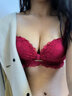 多情貓（DUOQINGMAO）紅色內衣少女新娘結婚專(zhuān)用本命年馬年聚攏防下垂收副乳文胸罩套裝 6699-紅色單件【調整聚攏2cm】 M （34AB/90-105斤） 曬單實(shí)拍圖