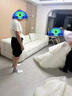 岳瑟沙發(fā)客廳小戶型三人位直排沙發(fā)奶油風(fēng)客廳出租屋棉花糖泰迪絨沙發(fā) 米白色【泰迪絨】海綿款 2.4M（大三人）蛇形加粗彈簧 曬單實拍圖