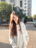 辰衣純純棉美式字母小火苗刺繡連帽衛(wèi)衣女2025新款秋冬加絨小眾休閑外套 白色（加絨款優(yōu)質(zhì)版） L 曬單實(shí)拍圖