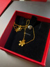 周六福5G工藝足金黃金項(xiàng)鏈吊墜女櫻花計(jì)價(jià)A0610856 約4.09g 40+5cm 禮物 曬單實(shí)拍圖