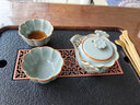 東茗堂汝窯蓋碗防燙陶瓷手抓壺功夫茶具套裝一壺一/二杯快客杯旅行茶具 汝窯雙耳壺+花瓣杯*2+禮盒裝 曬單實(shí)拍圖