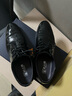 老人頭皮鞋男頭層牛皮漆皮亮面壓花商務(wù)正裝鞋英倫圓頭舒適亮皮婚鞋 黑色 42 曬單實(shí)拍圖