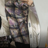 404MOBGANG【周深同款】美式刺繡仿扎染長(cháng)袖襯衫男女同款加厚復古格子外套 藍紫色 M 曬單實(shí)拍圖
