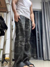 衣然呈品牛仔褲男美式高街復古迷彩夏季新款休閑潮牌直筒伐木工裝長褲子男 軍綠色 XL 【建議125-140斤】 曬單實拍圖