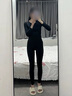 班仕利無(wú)痕德絨發(fā)熱保暖內衣套裝女士加絨加厚羊毛蠶絲恒溫打底秋衣秋褲 黑色（山羊絨+蠶絲加絨款-35℃） M 【推薦體重85-100斤】 曬單實(shí)拍圖