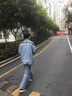 安初夏時尚工裝牛仔夾克男女士寬松情侶休閑字母外套男裝高街潮牌上衣 淺藍(lán) M 曬單實(shí)拍圖
