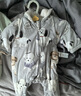 OAK FAMILY秋冬新品寶寶夾棉連體衣新生嬰幼兒連帽保暖全棉爬服嬰兒衣服 狗狗派對(duì) 80cm 曬單實(shí)拍圖