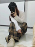 浪莎格子褲女春秋新款高腰垂感顯瘦直筒褲寬松休閑復古磨毛加絨闊腿褲 黃格-常規 M 建議96-110斤 曬單實(shí)拍圖