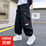 男童工裝褲子夏款2025新款中大兒童夏裝男孩休閑長褲痞帥時髦潮 SP-T164【黑色】 150 曬單實拍圖